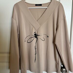 Women's Tan Top with Artistic Design